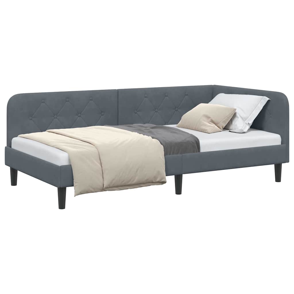 Κρεβάτι Γωνίας Σκούρο Γκρι 100 x 200 cm Βελούδο