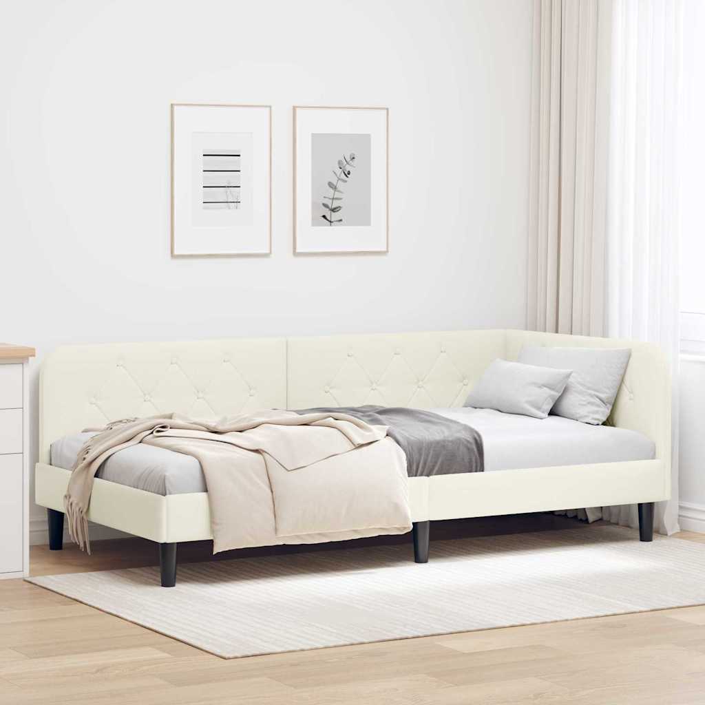 Κρεβάτι Γωνίας Κρεμ 100 x 200 cm Βελούδο