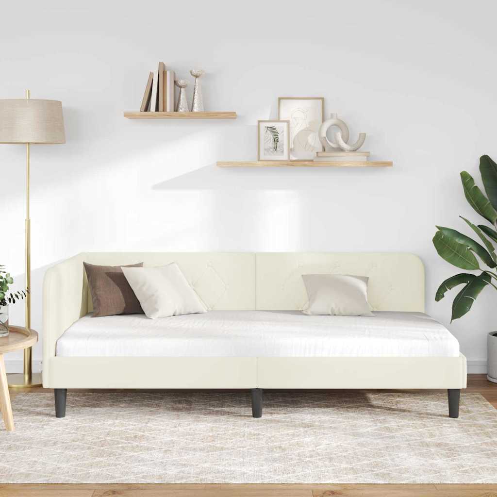 Κρεβάτι Γωνίας Κρεμ 100 x 200 cm Βελούδο
