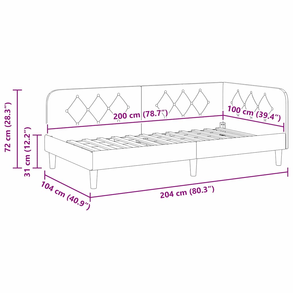 Κρεβάτι Γωνίας Τιρκουάζ 100 x 200 cm Βελούδο