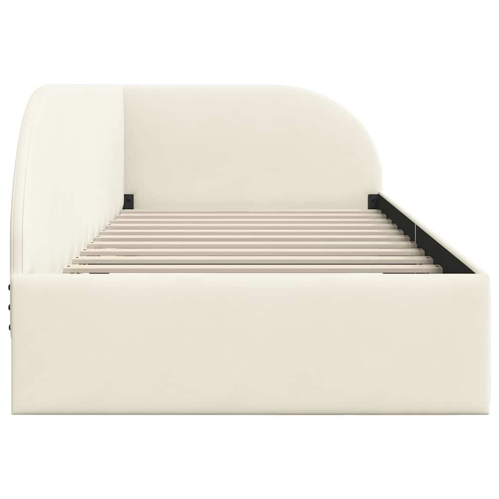 Κρεβάτι Γωνίας με κεφαλάρι Κρεμ 80 εκ x 200 εκ Βελούδο - Pakobazaar