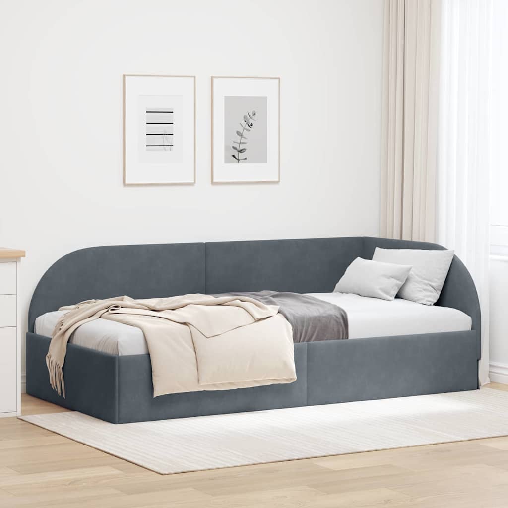 Κρεβάτι Γωνίας Σκούρο Γκρι 90 x 190 cm Βελούδο