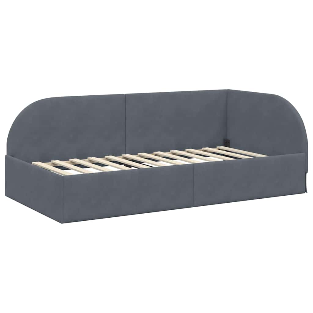 Κρεβάτι Γωνίας Σκούρο Γκρι 90 x 190 cm Βελούδο