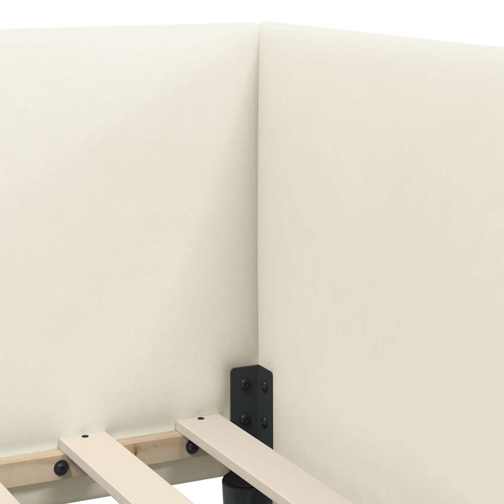 Κρεβάτι Γωνίας με κεφαλάρι Κρεμ 90 εκ x 190 εκ Βελούδο - Pakobazaar