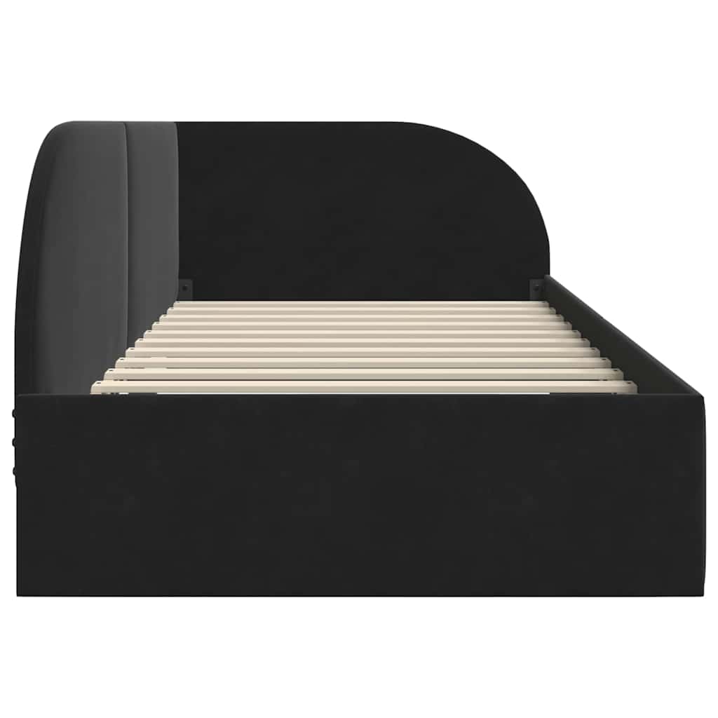 Κρεβάτι Γωνίας με κεφαλάρι Μαύρο 90 εκ x 200 εκ Βελούδο - Pakobazaar