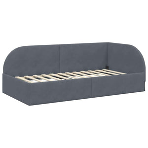 Κρεβάτι Γωνίας με κεφαλάρι Σκούρο Γκρι 100 εκ x 200 εκ Βελούδο - Pakobazaar