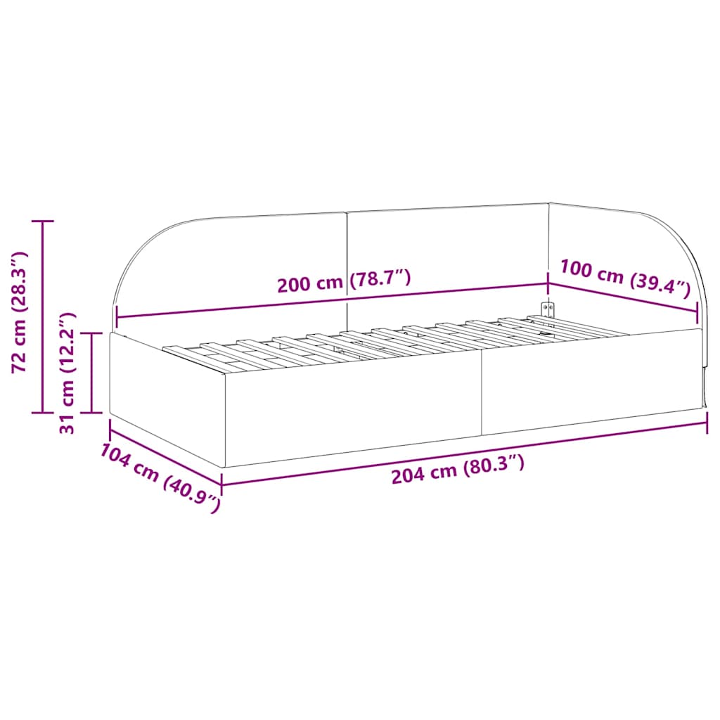 Κρεβάτι Γωνίας Ροζ 100 x 200 cm Βελούδο