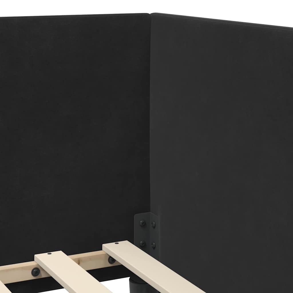 Κρεβάτι Γωνίας με κεφαλάρι Μαύρο 100 εκ x 200 εκ Βελούδο - Pakobazaar