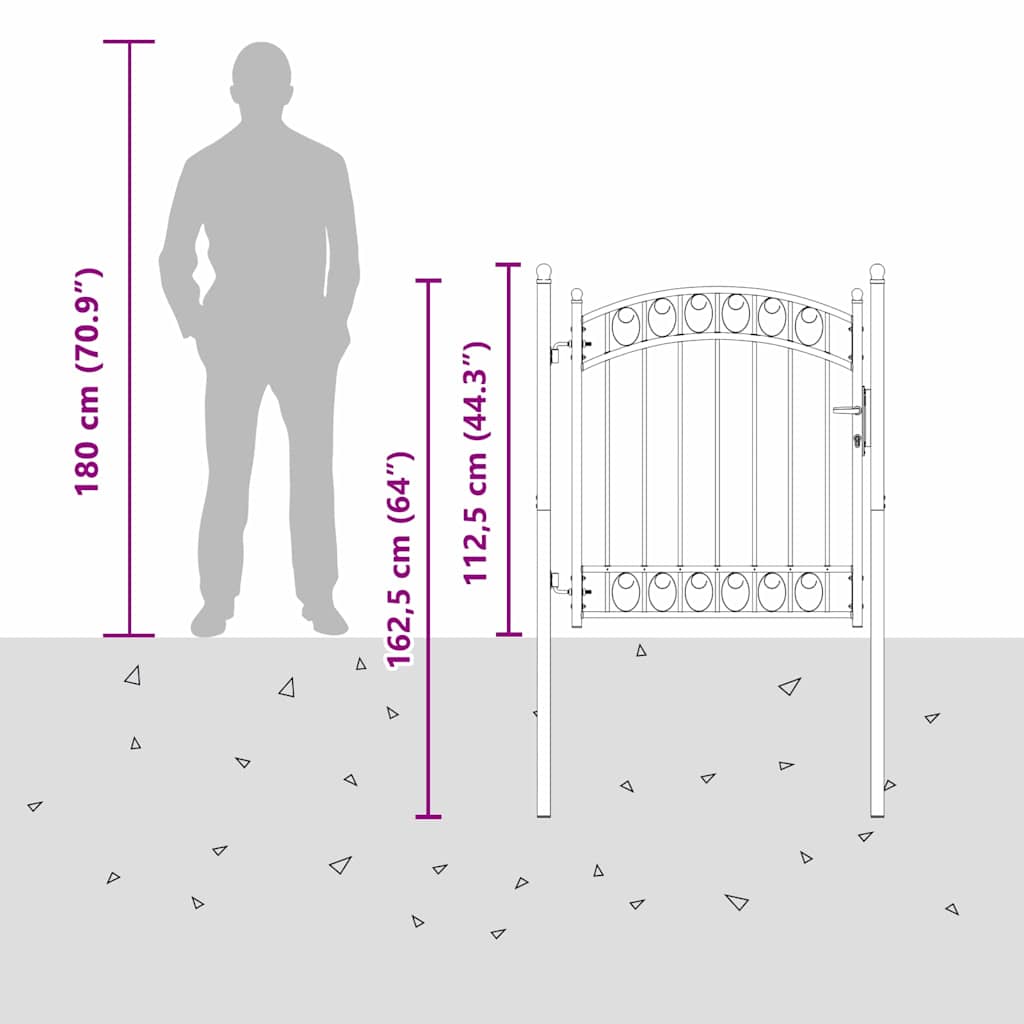 Πύλη Φράχτη Γκρι 125 x 100 εκ Ατσάλι με Επικάλυψη Πούδρας