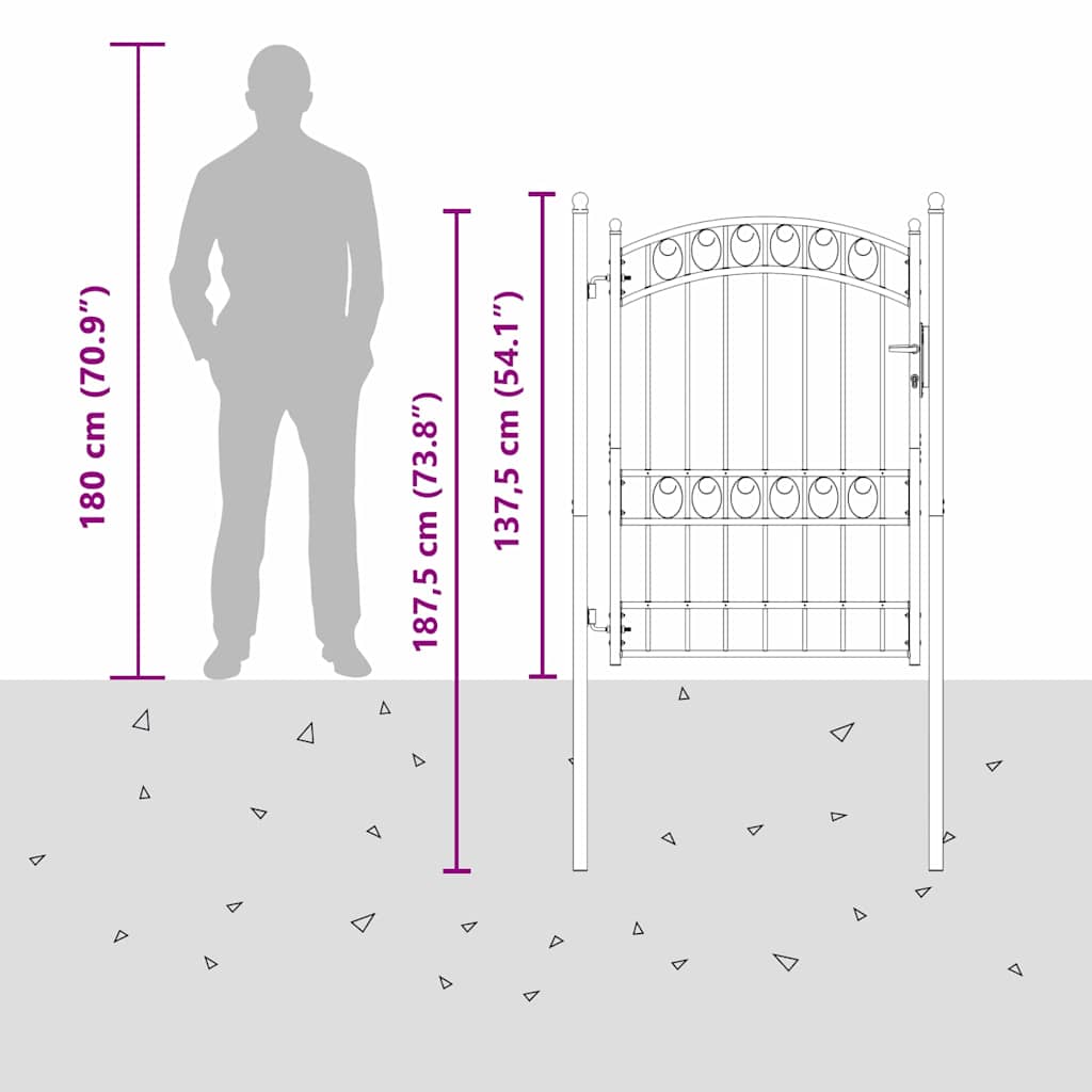 Πύλη Φράχτη Γκρι 170 x 100 εκ. Ατσάλι με Επικάλυψη Πούδρας