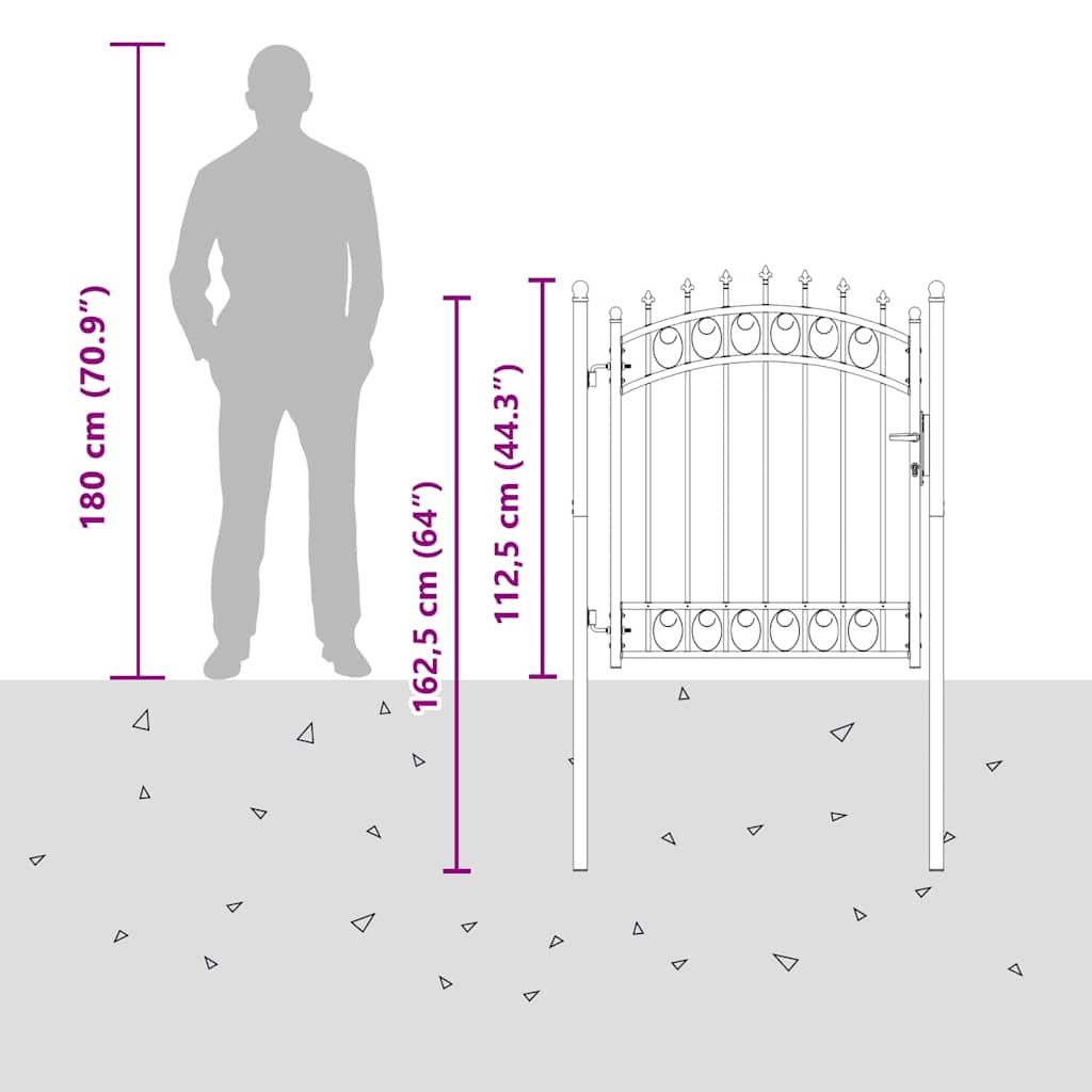Πύλη Φράχτη με Ακίδες με κλειδαριά Γκρι 125 x 100 εκ