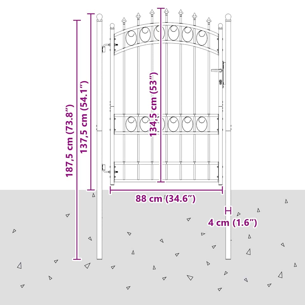 Πύλη Φράχτη με Ακίδες EMMEN 170 x 100 εκ.
