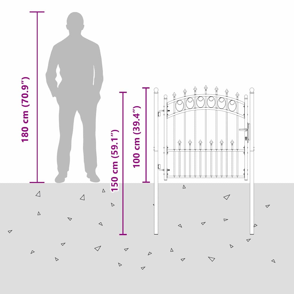 Πύλη Φράχτη με Ακίδες Γκρι 100 x 100 cm
