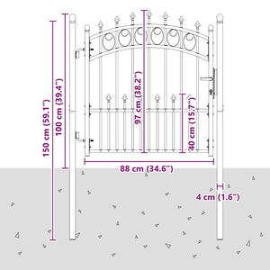 Πύλη Φράχτη με Ακίδες EMMEN 100 x 100 cm Γκρι