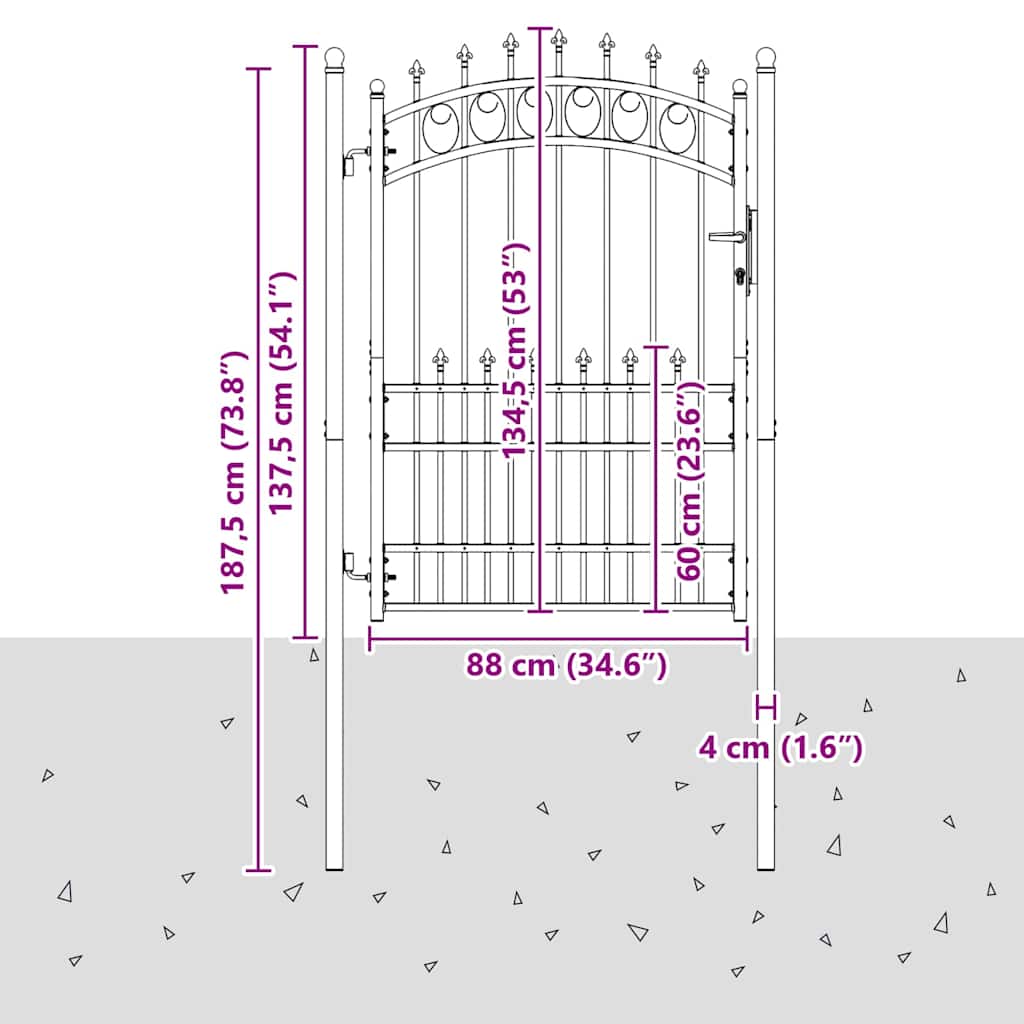 Πύλη Φράχτη με Ακίδες EMMEN 170 x 100 εκ.