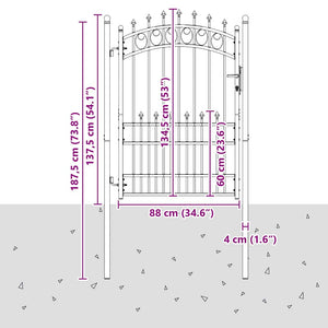 Πύλη Φράχτη με Ακίδες EMMEN 170 x 100 εκ. Γκρι