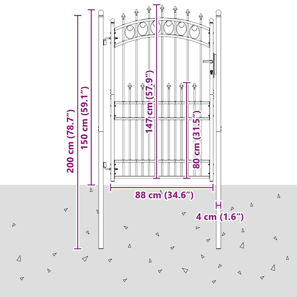 Πύλη Φράχτη με Ακίδες EMMEN 200 x 100 cm