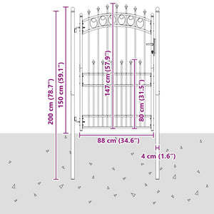 Πύλη Φράχτη με Ακίδες EMMEN 200 x 100 cm Γκρι