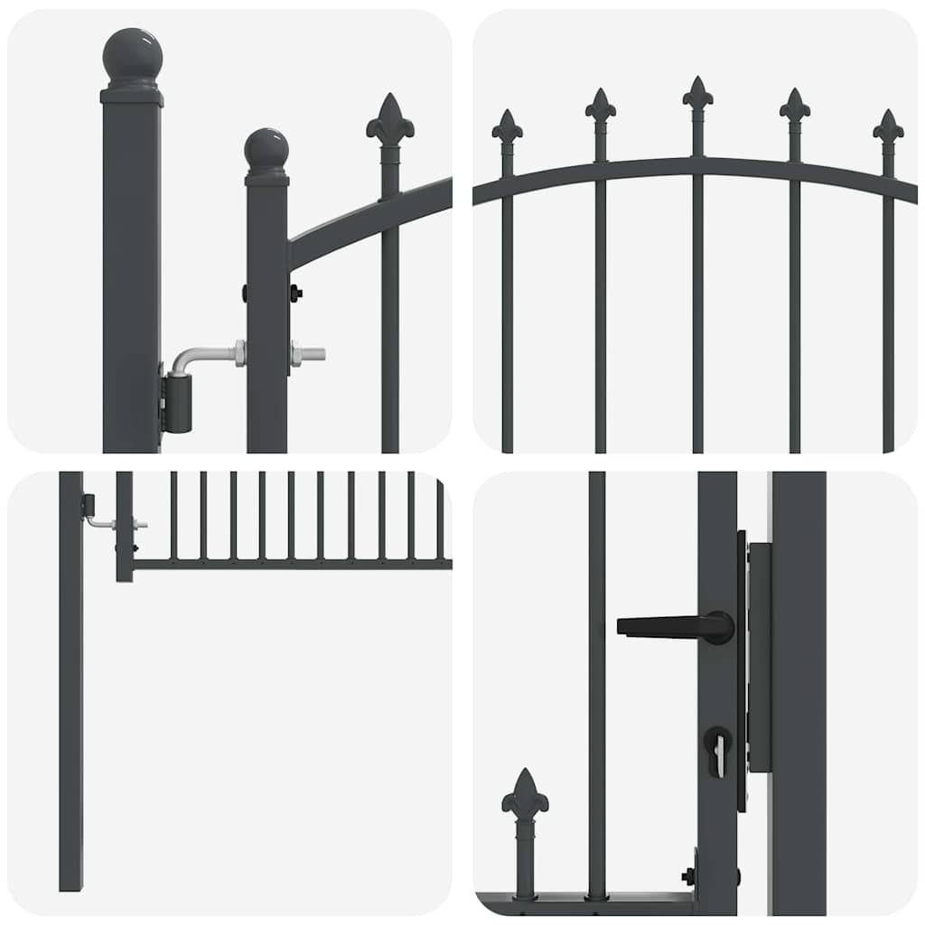 Πύλη Φράχτη με Ακίδες με κλειδαριά Γκρι 150 x 100 cm