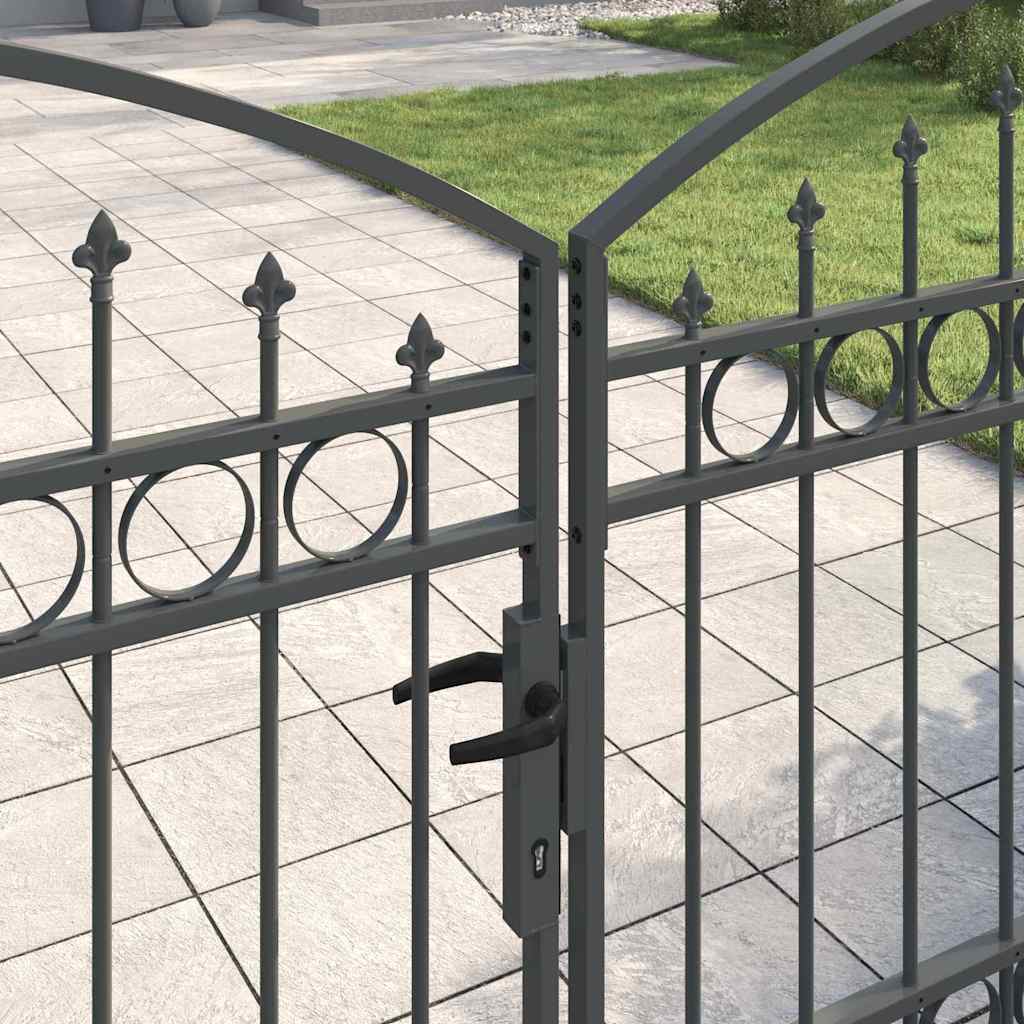 Πύλη Φράχτη ASSEN 401 x 175,5 εκ. Ατσάλι Γκρι Κλειδώσιμο