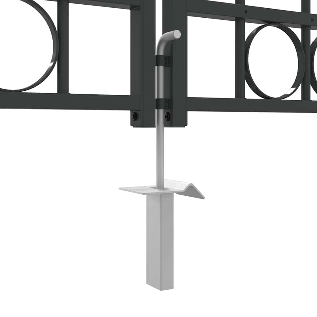 Πύλη Φράχτη ASSEN 401 x 200 εκ. Ατσάλι Γκρι Κλειδώσιμο - Pakobazaar