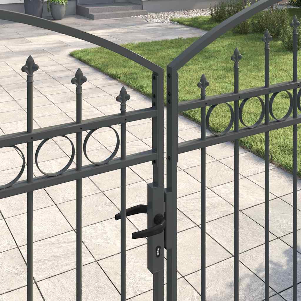 Πύλη Φράχτη ASSEN 401 x 200 εκ. Ατσάλι Γκρι Κλειδώσιμο - Pakobazaar