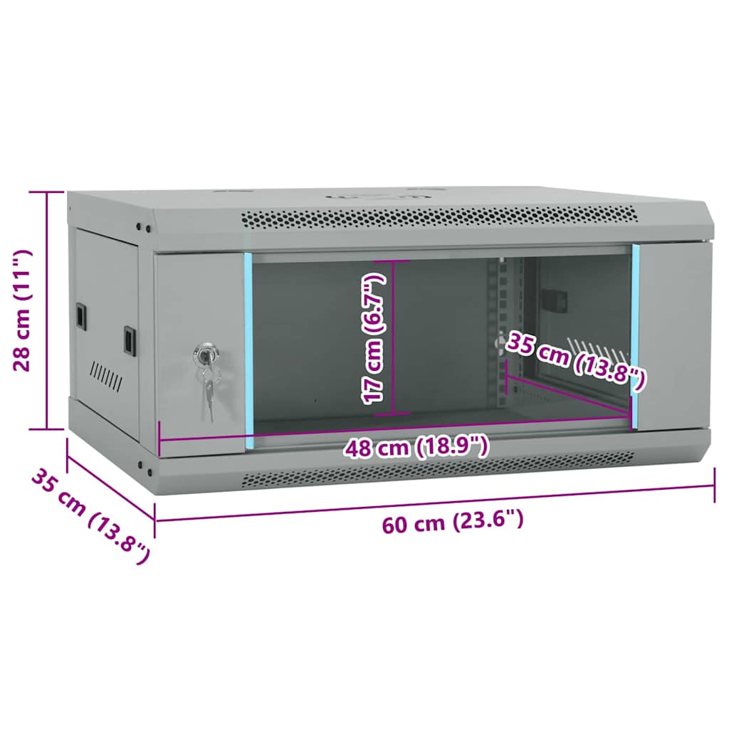 Ντουλάπα δικτύου με αποθήκευση Γκρι 60 x 35 x 28 εκ Ατσάλι