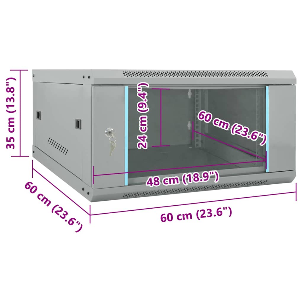Ντουλάπα δικτύου με αποθήκευση Γκρι 60 x 60 x 35 cm Ατσάλι - Pakobazaar