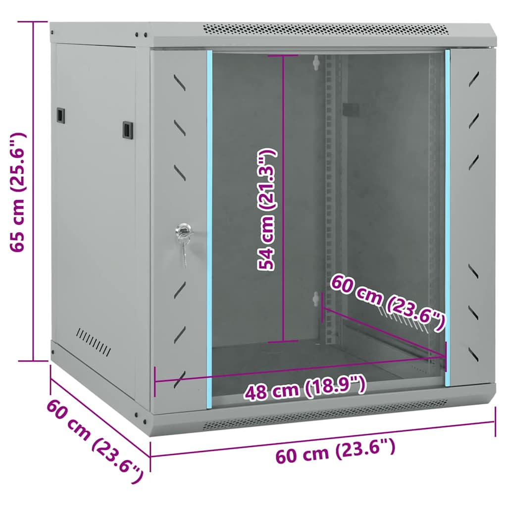 Ντουλάπα δικτύου με αποθήκευση Γκρι 60 x 60 x 65 εκ Ατσάλι