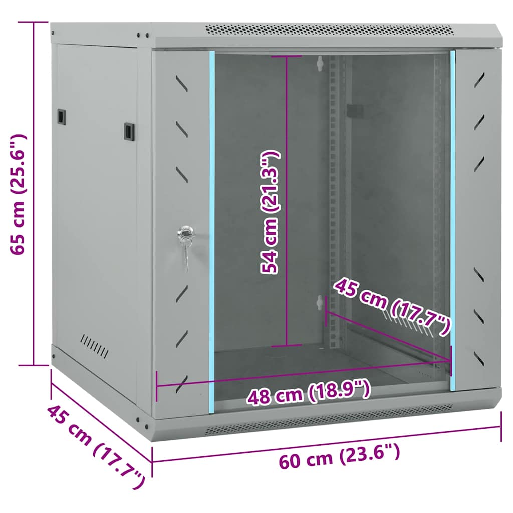 Ντουλάπα δικτύου με αποθήκευση Γκρι 60 x 45 x 65 εκ Ατσάλι
