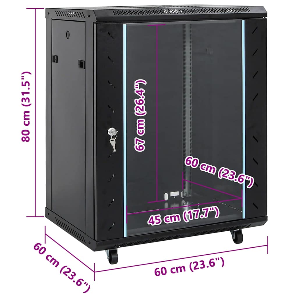 Ντουλάπα δικτύου με αποθήκευση Μαύρο 60 x 60 x 80 εκ Ατσάλι