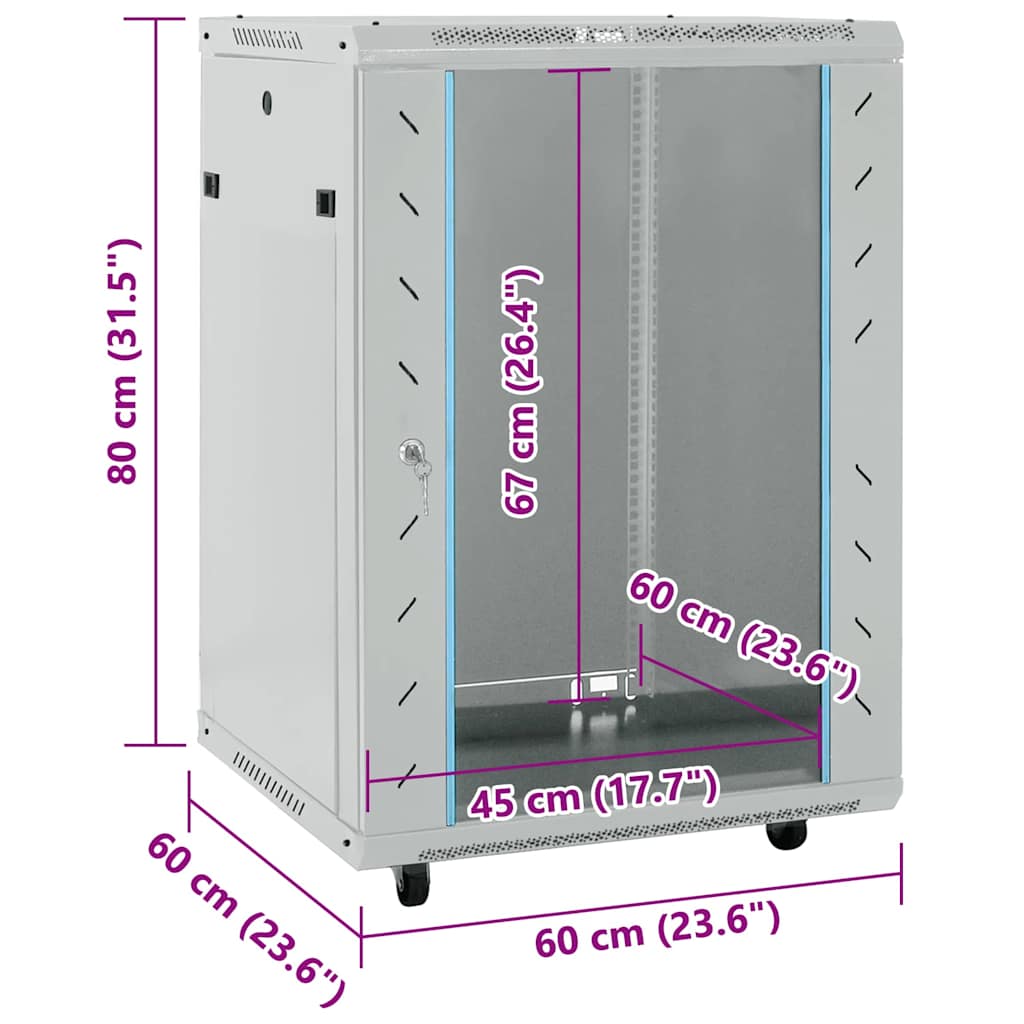 Ντουλάπα δικτύου με αποθήκευση Γκρι 60 x 60 x 80 εκ Ατσάλι - Pakobazaar