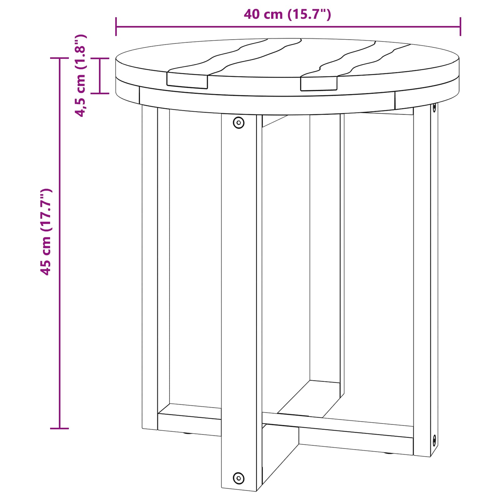 Τραπεζάκι σαλονιού Καφέ 40 x 40 x 45 cm Στερεό Ξύλο Τίκ - Pakobazaar