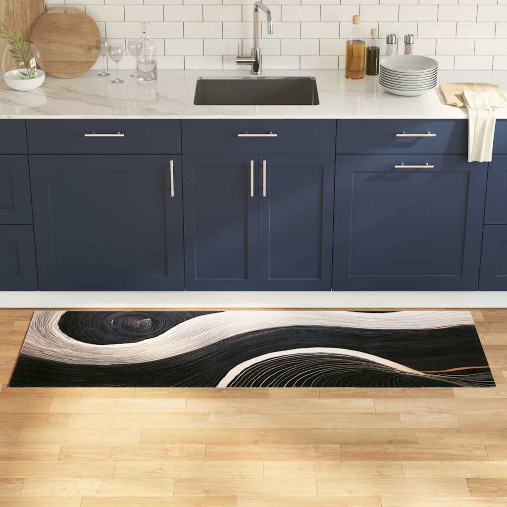 Χαλί Κουζίνας Μαύρο 180 x 60 cm Βελούδο