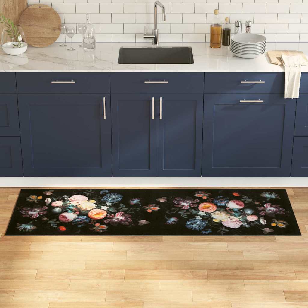 Χαλί Κουζίνας Μαύρο 180 x 60 cm Βελούδο