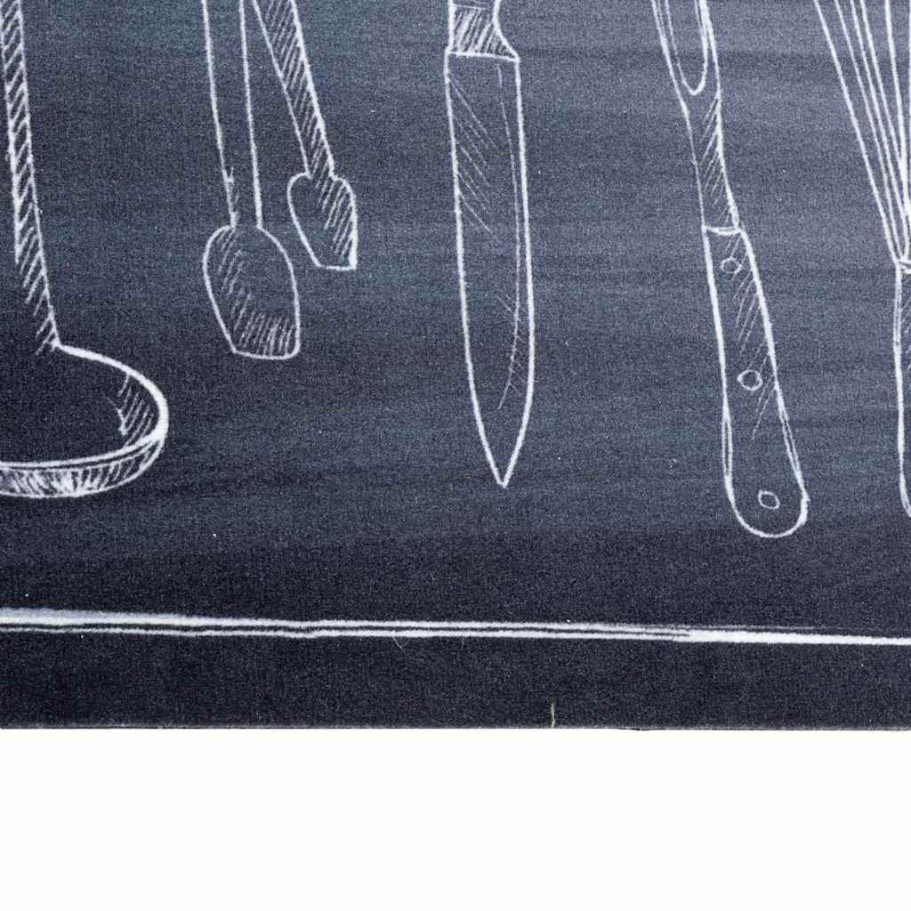 Χαλί Κουζίνας Μαύρο 180 x 60 cm Βελούδο