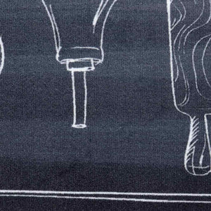 Χαλί Κουζίνας Μαύρο 180 x 60 cm Βελούδο