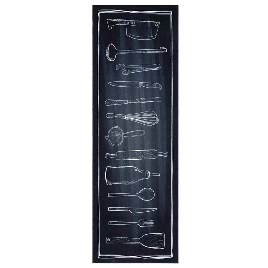 Χαλί Κουζίνας Μαύρο 180 x 60 cm Βελούδο