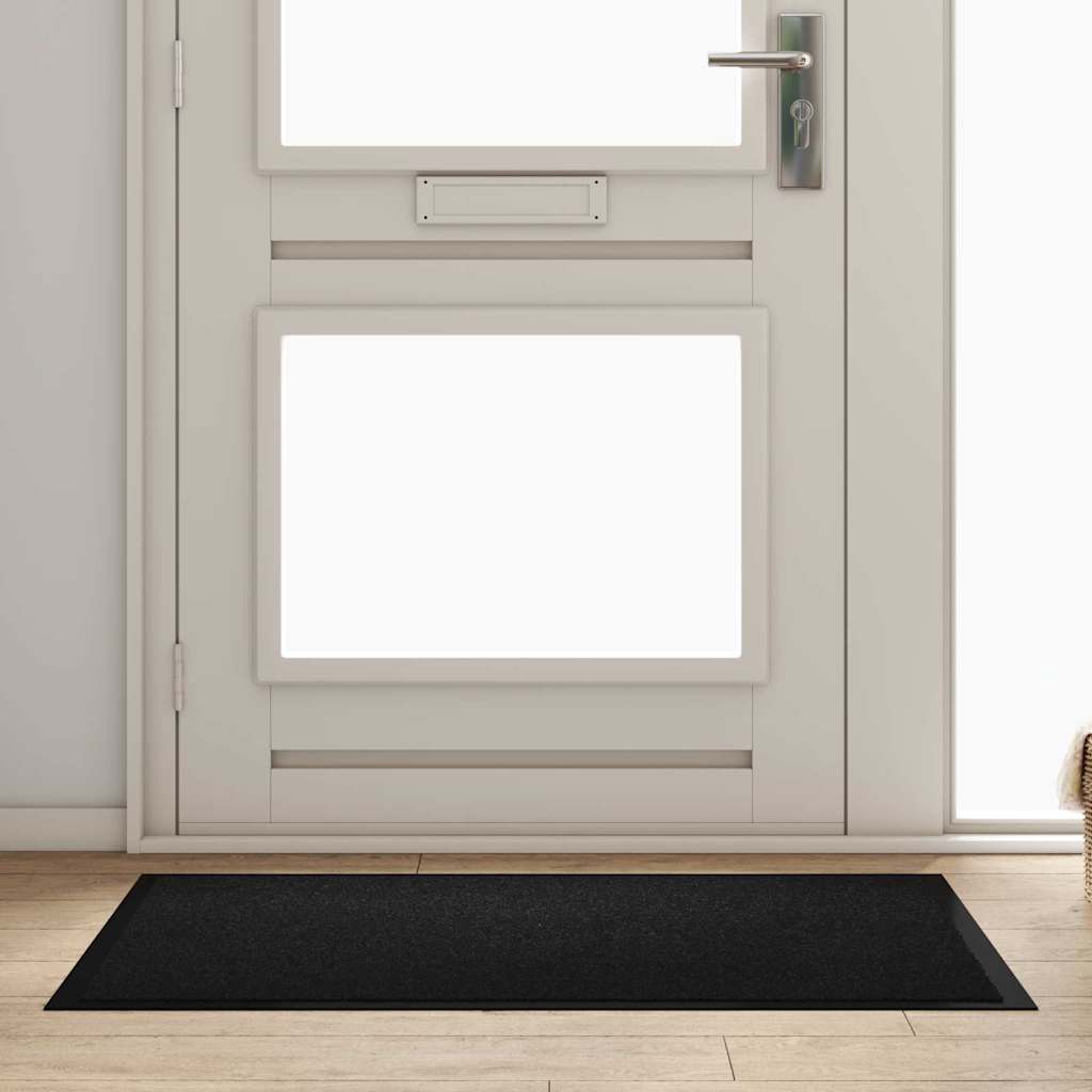 Χαλάκι Εξώπορτας Μαύρο 60 x 40 x 1.2 εκ. Ύφασμα τέντι