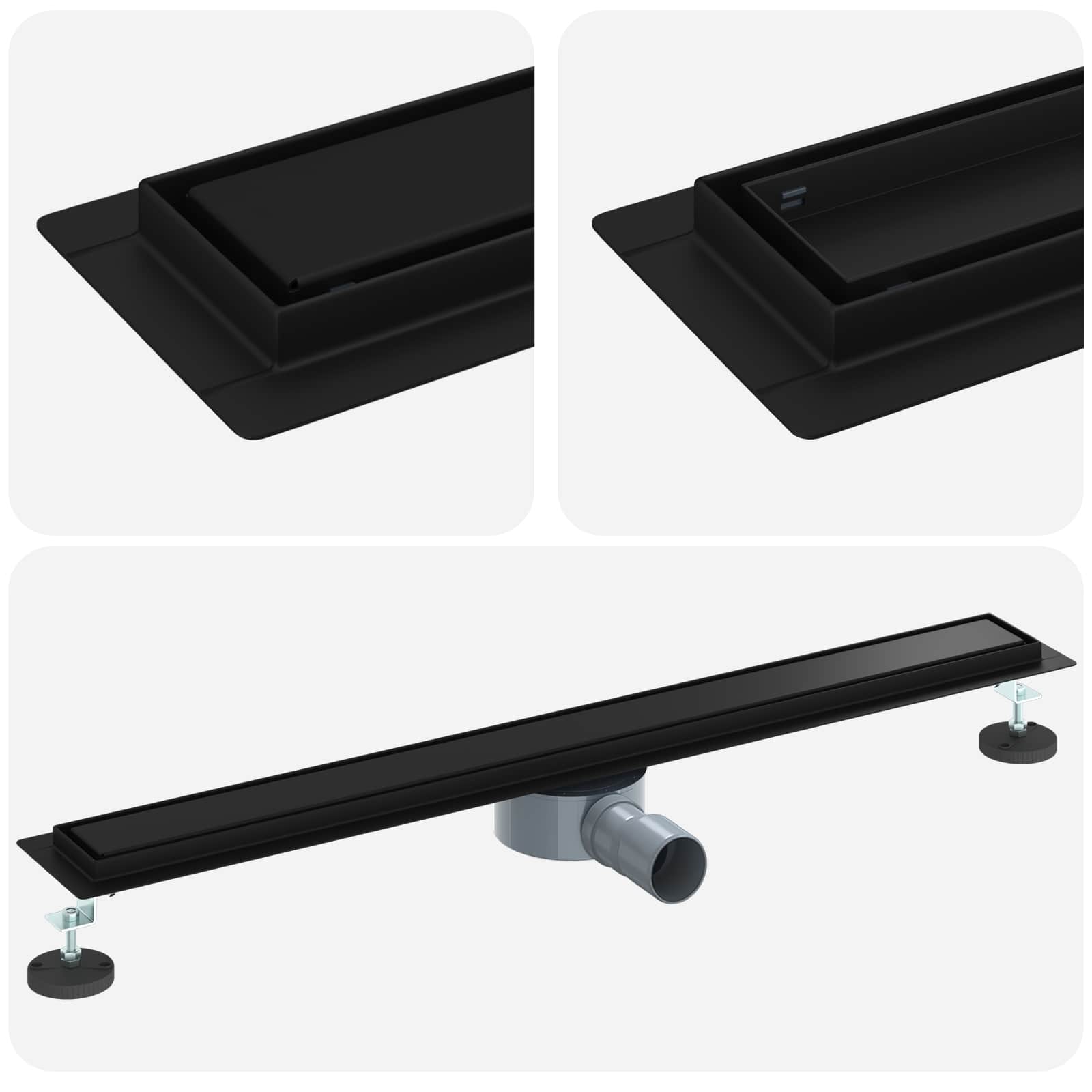 Σιφόνι ντους 2-σε-1 με 360° σιφόνι Μαύρο 80 cm - Pakobazaar