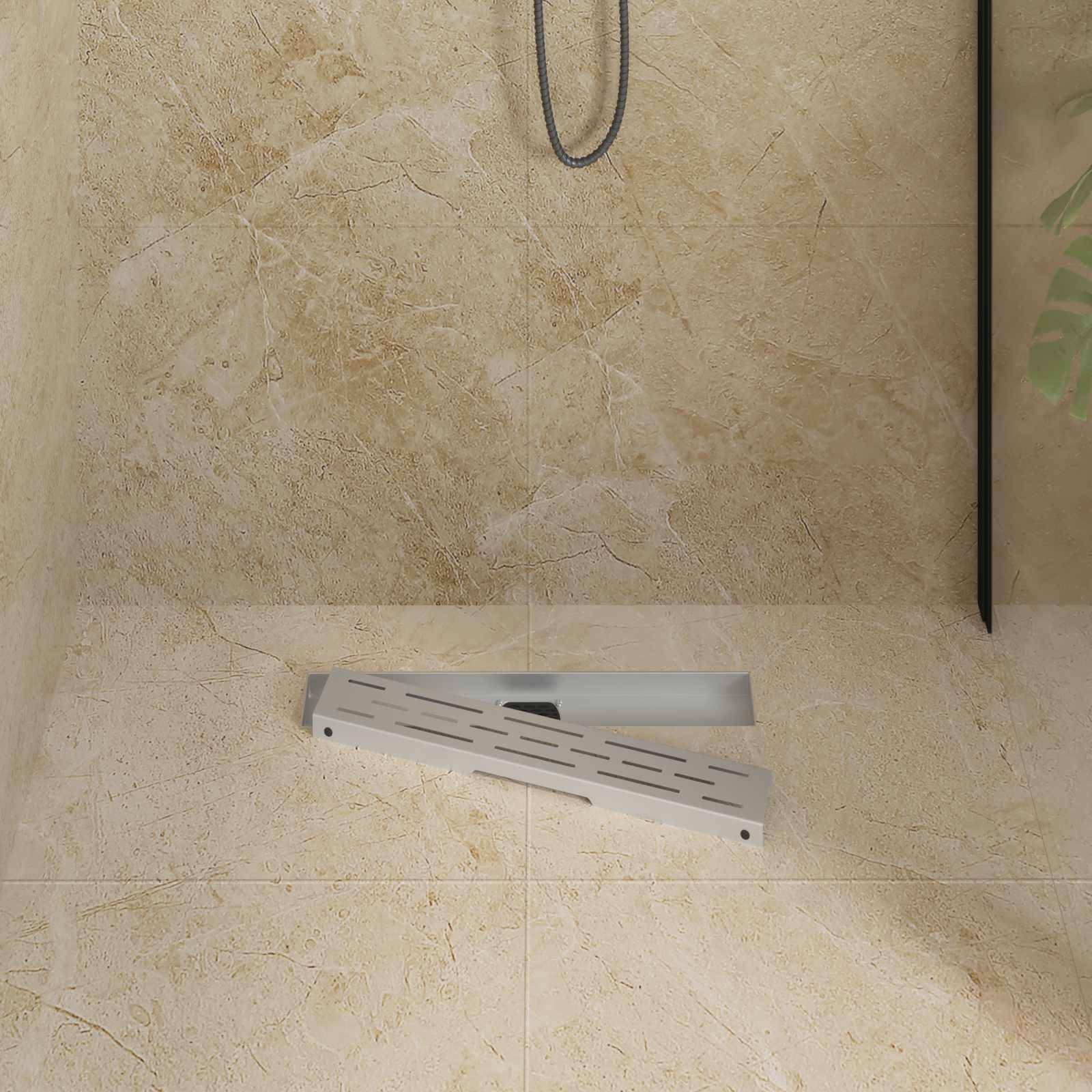 Αποχέτευση Ντους με Γυάλινη Κάλυψη και 360° Σιφώνι Ασημί 50 cm