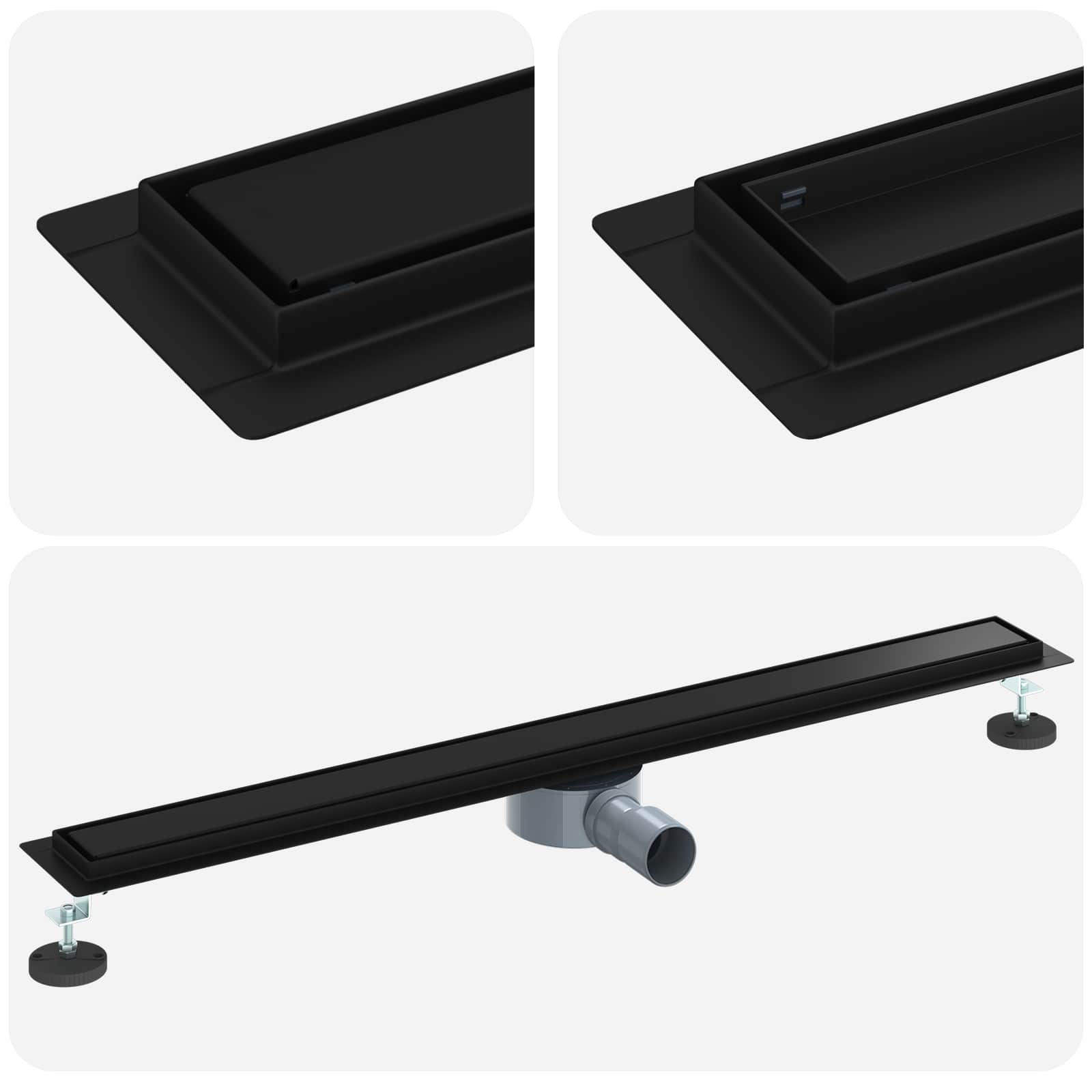 Σιφόνι ντους 2-σε-1 με 360° σιφόνι Μαύρο 90 cm - Pakobazaar