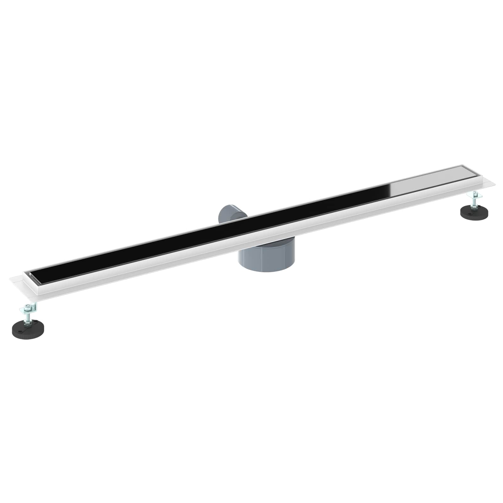 Αποχέτευση Ντους με Γυάλινη Κάλυψη και 360° Σιφώνι Μαύρο 100 cm