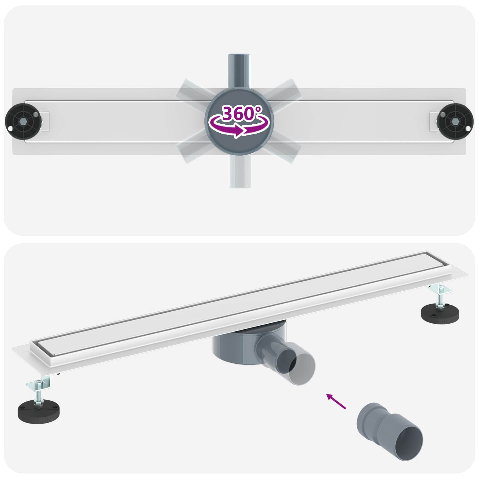 Σιφόνι ντους 2-σε-1 με 360° σιφόνι Ασημί 70 cm - Pakobazaar