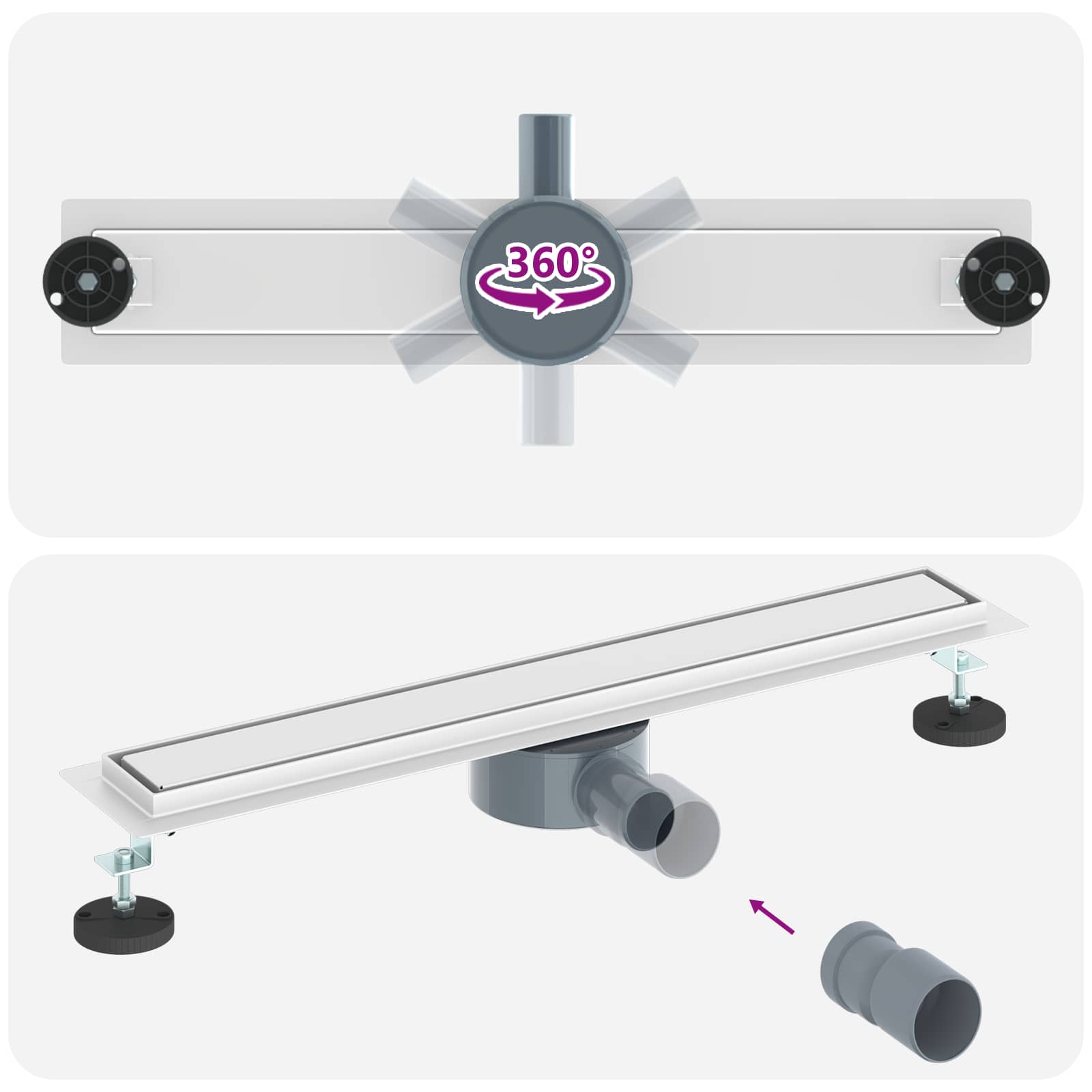 Σιφόνι ντους 2-σε-1 με 360° σιφόνι Ασημί 60 cm - Pakobazaar
