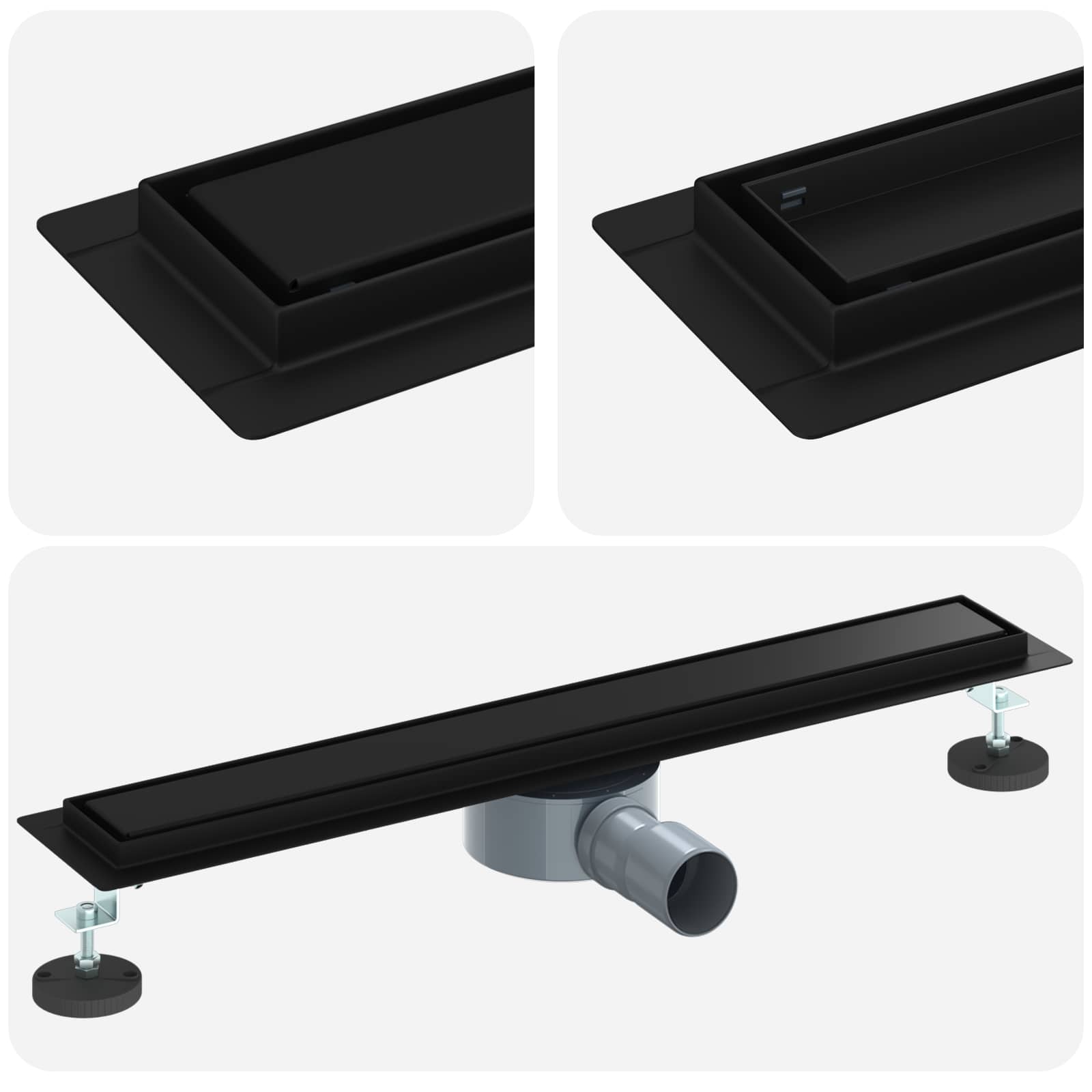 Σιφόνι ντους 2-σε-1 με 360° σιφόνι Μαύρο 60 cm - Pakobazaar