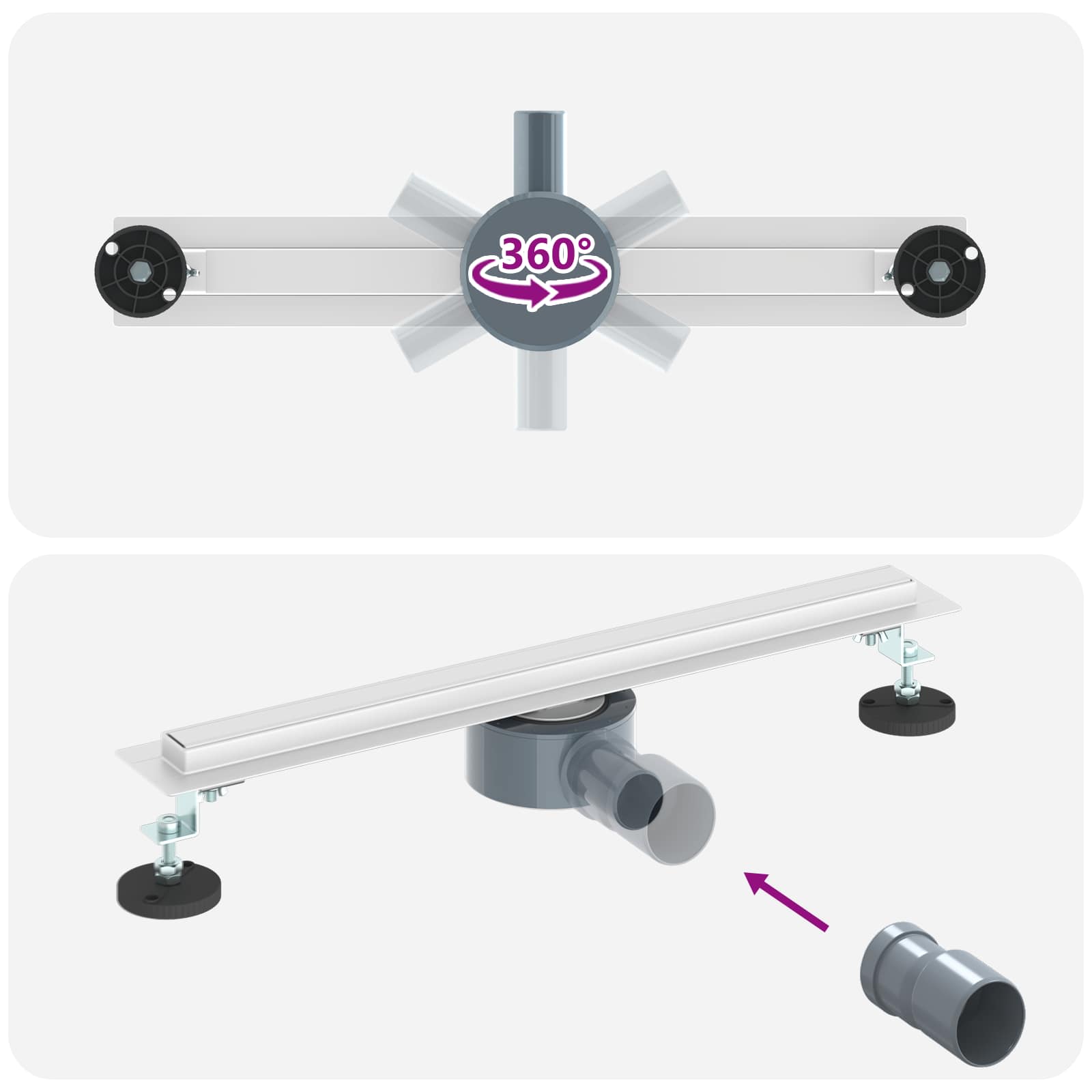 360° Νεροχύτης ντους με λεπτό μοντέλο Ασημί 50 cm