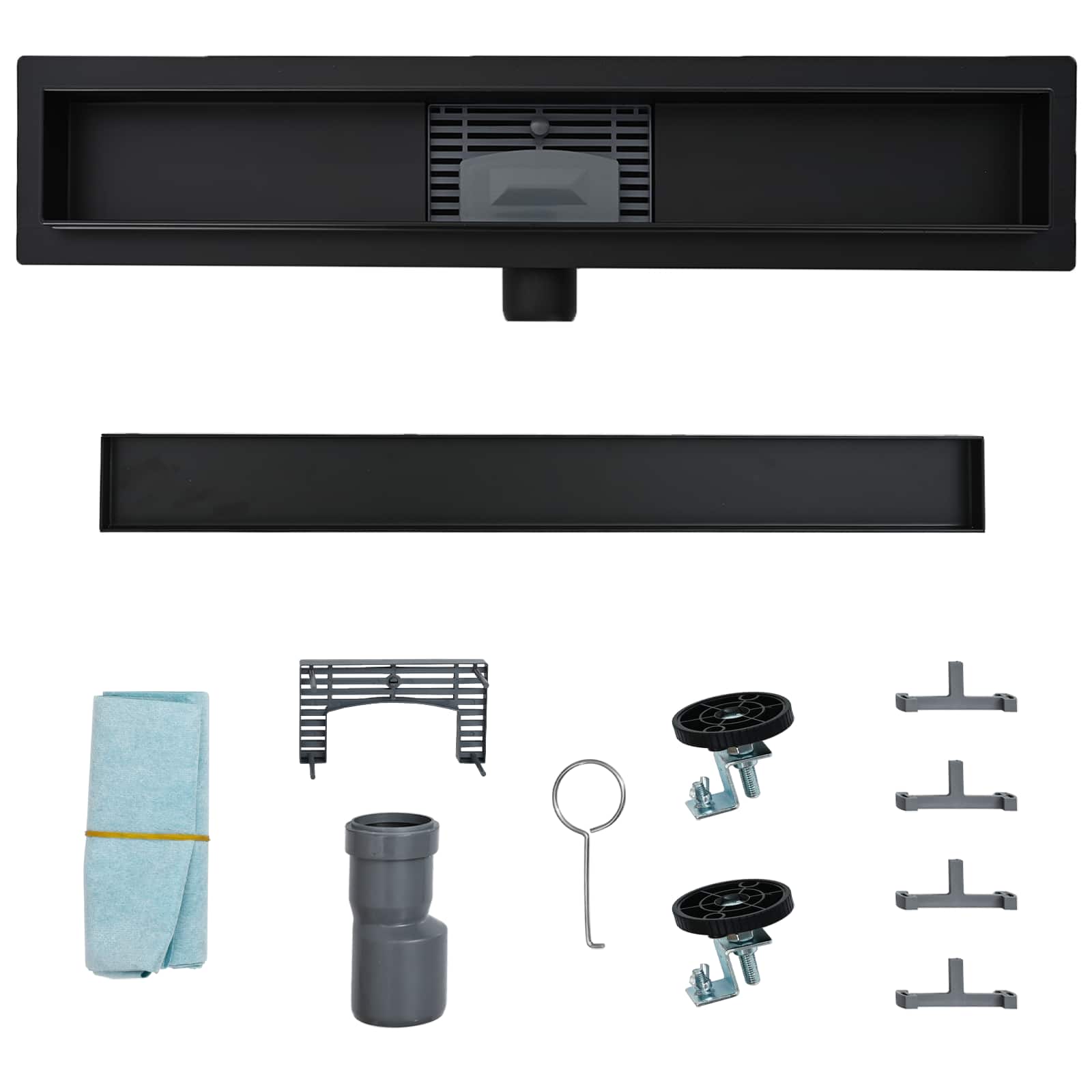 2 σε 1 εκροή ντους Μαύρο 70 cm Ανοξείδωτο Ατσάλι 304 - Pakobazaar