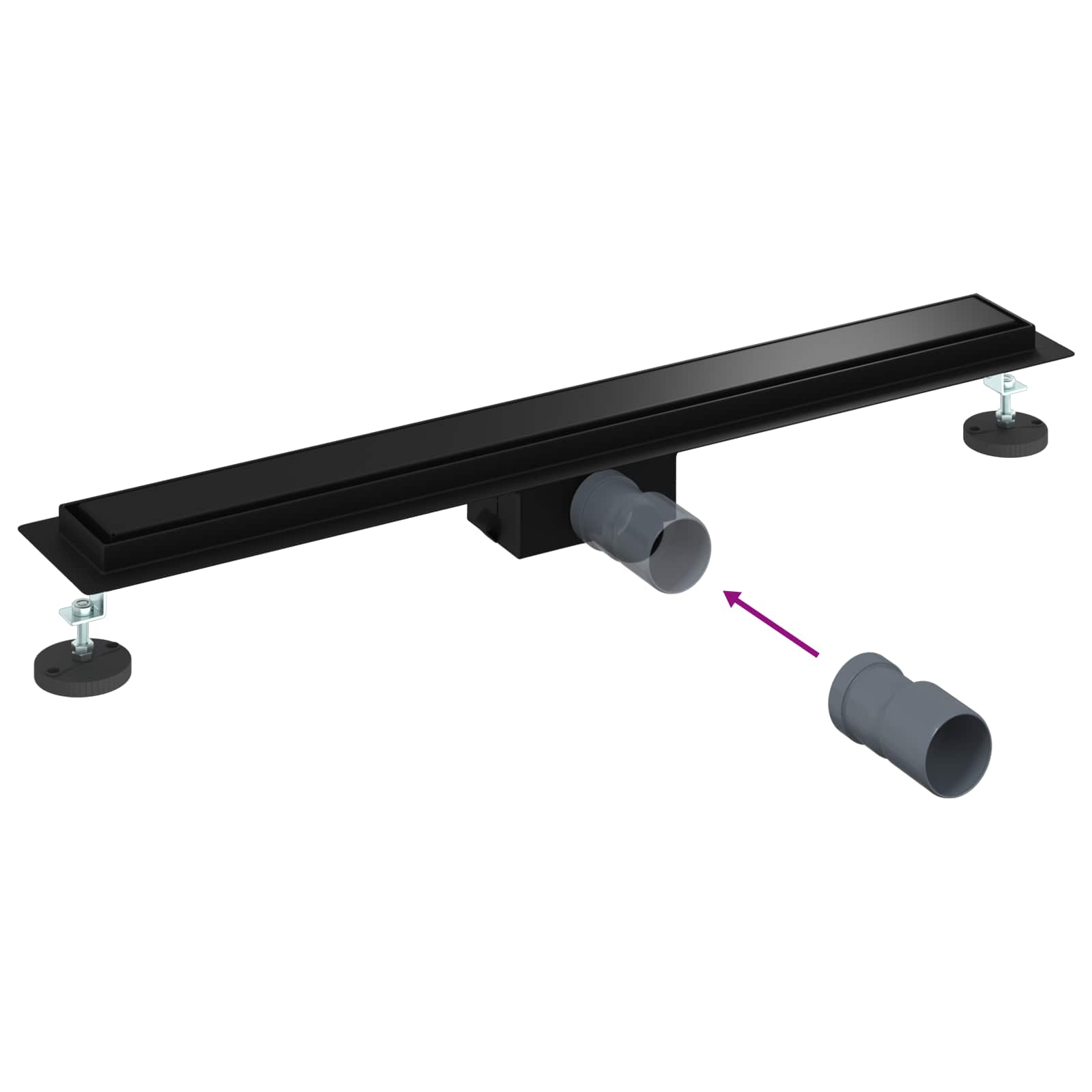 2 σε 1 εκροή ντους Μαύρο 70 cm Ανοξείδωτο Ατσάλι 304 - Pakobazaar