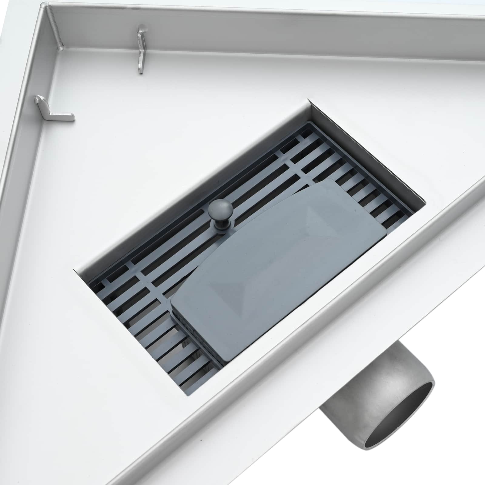2 σε 1 Τριγωνική Σαρωθριά Λεκάνη Ασημί 32 x 32 x 7,5 εκ - Pakobazaar